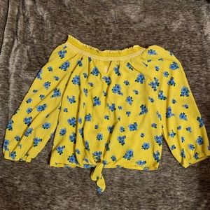 Yellow Floral Off the Shoulder Top